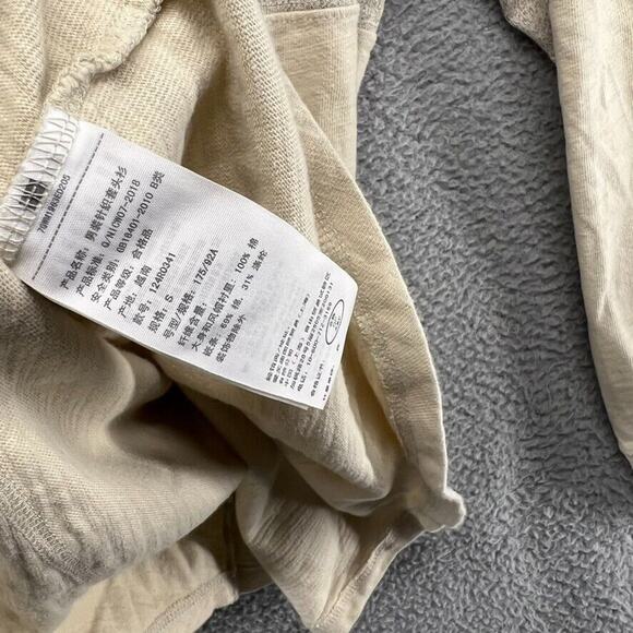 Abercrombie & Fitch Sweatshirt Men's Small Tan Gray Colorblock Hoodie Pullover - Picture 9 of 10